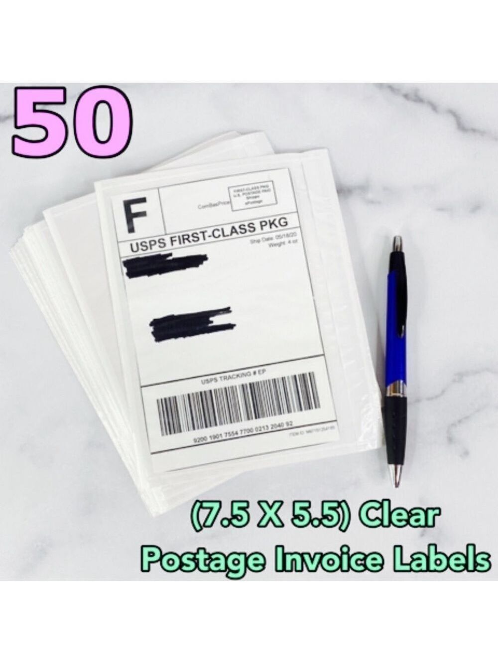 50 (7.5 X 5.5) Clear Postage Invoice Label Pockets PRICE IS FIRM - Picture 5 of 8